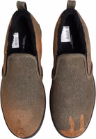 Brown Cotton Low Top Slip On Sneakers Shoes 2