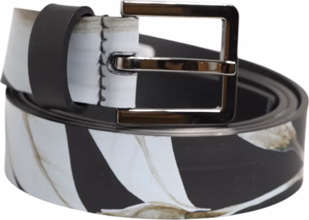 Multicolor PVC Floral Silver Buckle Men Belt