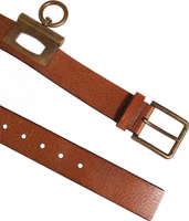 Brown Leather Side Rings Brass Buckle Belt 3