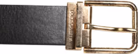 Black Leather Gold Silver Coin Buckle Belt 2