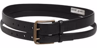 Black Double Strap Leather Brass Buckle Belt 1
