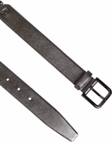 Black Silver Pebbled Texture Leather Buckle Men Belt 4