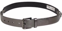 Black Silver Pebbled Texture Leather Buckle Men Belt 5