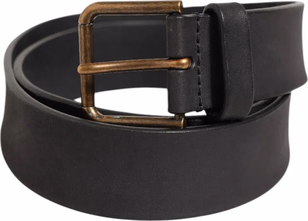 Black Leather Metal Buckle Classic Men Belt