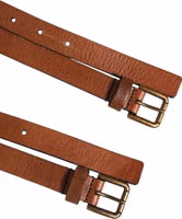 Brown Double Strap Leather Gold Buckle Belt 1
