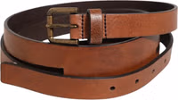 Brown Double Strap Leather Gold Buckle Belt 3