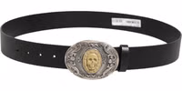 Black Leather Ornate Metal Buckle Men Belt 4