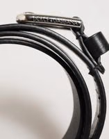 Black Leather Classic Metal Logo Buckle Belt 2