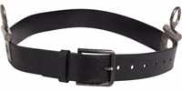 Black Leather Side Rings Brass Buckle Belt 5