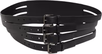 Black Leather 4-Strap Metal Multi-Buckle Belt 5