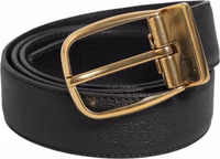 Black Leather Classic Metal Logo Buckle Belt 1