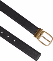 Black Leather Classic Metal Logo Buckle Belt 3