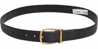Black Leather Classic Metal Logo Buckle Belt 4