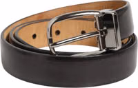 Black Classic Leather Silver-Tone Buckle Belt 1