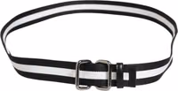 Black White Striped Metal Buckle Men Belt 4