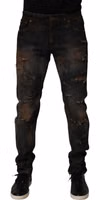 Black Cotton Skinny Tattered Men Denim Jeans 1