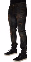 Black Cotton Skinny Tattered Men Denim Jeans 2