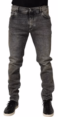 Gray Cotton Stretch Slim Fit Men Denim Jeans