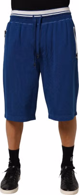 Blue Cotton Blend Bermuda Sweatpants Shorts
