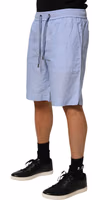 Light Blue Linen Mid Waist Men Bermuda Shorts 2