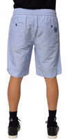 Light Blue Linen Mid Waist Men Bermuda Shorts 3