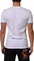 White Cotton Logo Print Crew Neck Men T-shirt 3