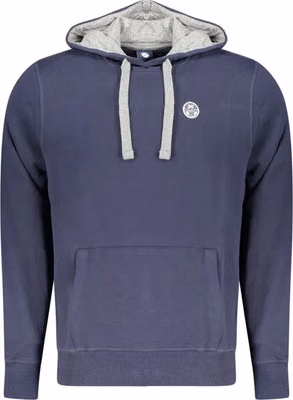 Blue Cotton Men's Hooded Sweatshirt