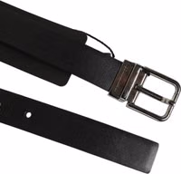 Black Leather Studded Silver-Tone Buckle Belt 4