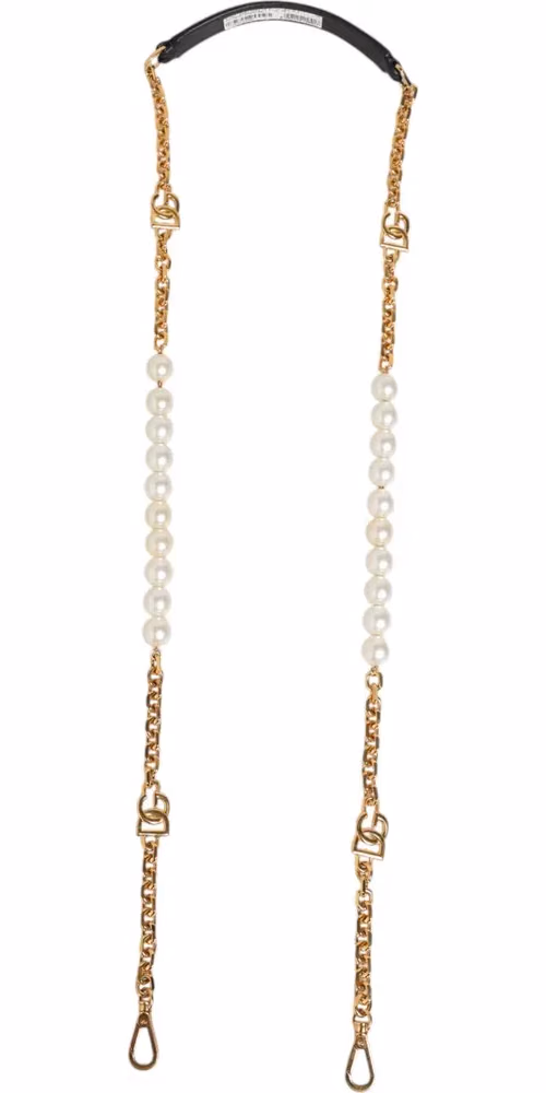 Black Leather Gold Chain Bag Accessory Shoulder Strap