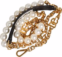 Black Leather Gold Chain Bag Accessory Shoulder Strap 5