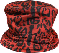Red Black Nylon Leopard Print Bucket Men Cap Hat 3