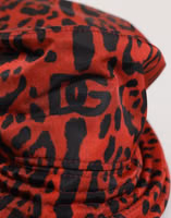 Red Black Nylon Leopard Print Bucket Men Cap Hat 4