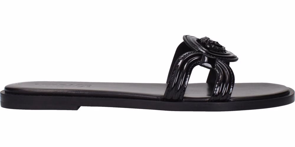 Black Leather Slippers