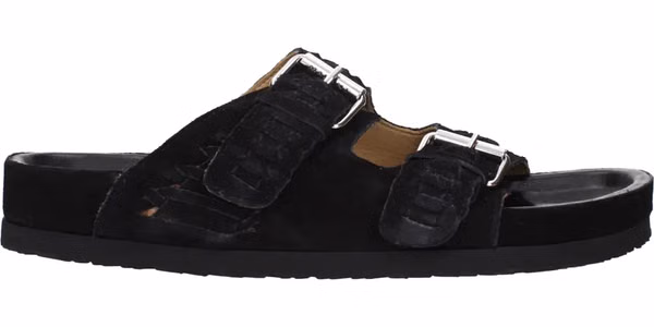 Black Leather Slippers