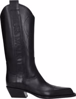 Black Leather High Heel Boots 1