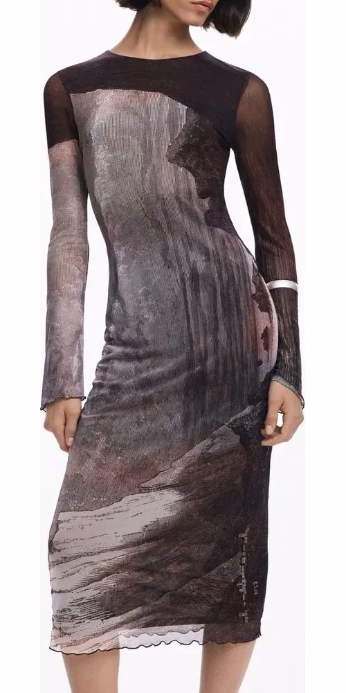 Marrone Polyester Women Dress