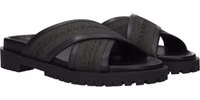 Green Fabric Flat Sandals 2
