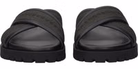 Green Fabric Flat Sandals 3