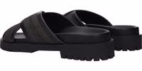 Green Fabric Flat Sandals 4