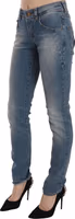Blue Washed Mid Waist Skinny Casual Denim Pants 3