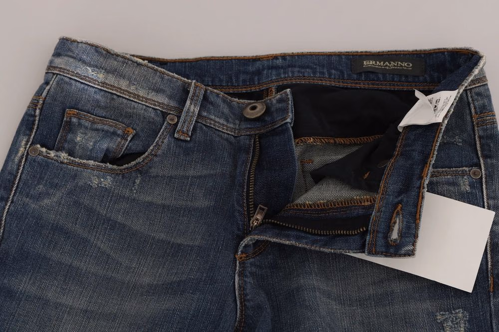 Blue Washed Boot Cut Casual Denim Pants Jeans