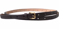 Black Leather Long Skinny Gold Metal Buckle Belt 2