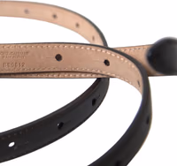 Black Leather Long Skinny Gold Metal Buckle Belt 3