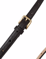 Black Leather Long Skinny Gold Metal Buckle Belt 4