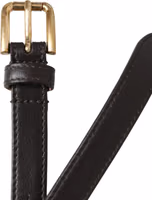 Black Leather Long Skinny Gold Metal Buckle Belt 5
