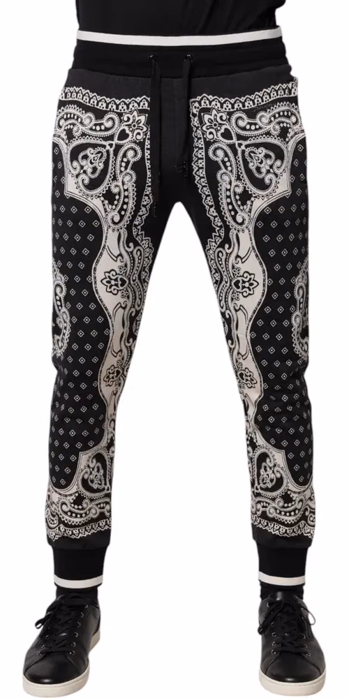 Black Cotton Bandana Jogger Sweatpants Pants