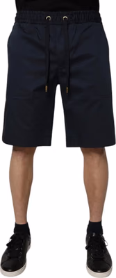 Navy Blue Cotton Stretch Men Bermuda Shorts