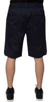 Navy Blue Cotton Stretch Men Bermuda Shorts 3