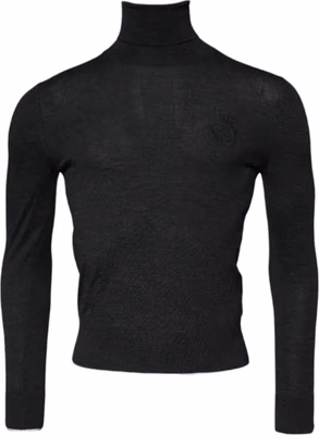 Black Wool Turtle Neck Men Pullover Sweater