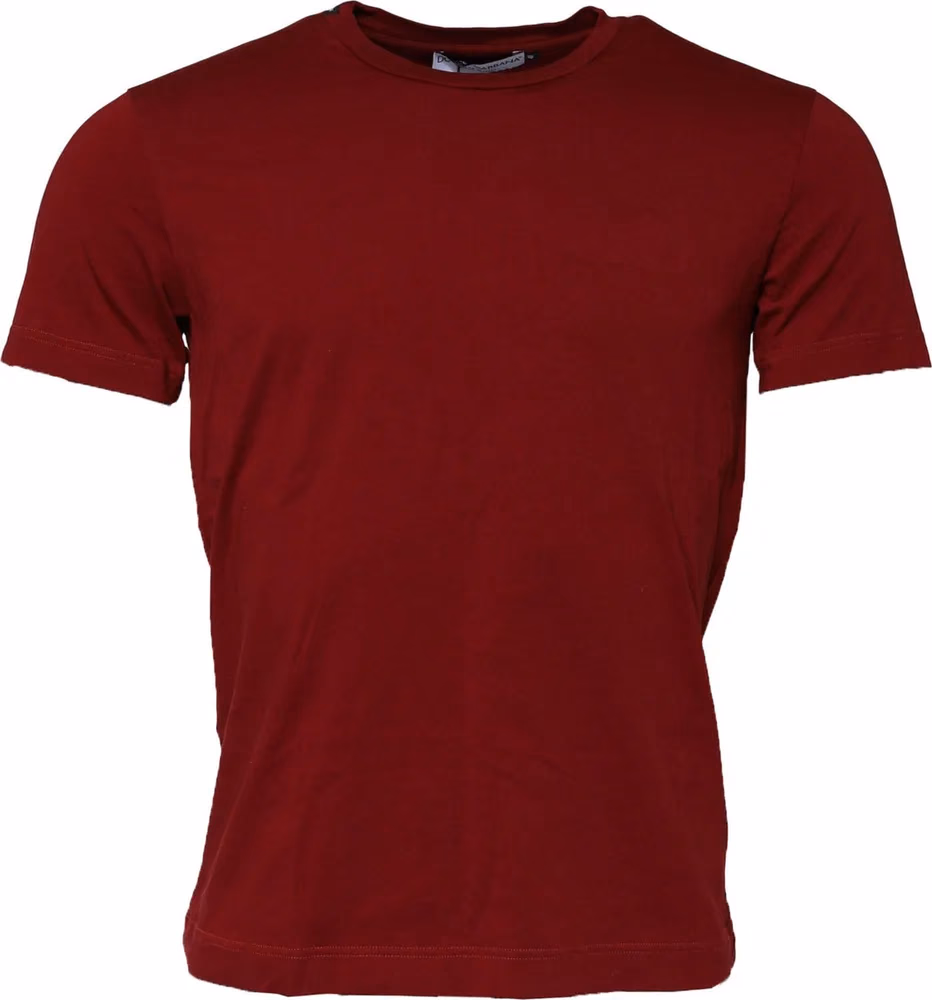 Maroon Cotton Crew Neck Short Sleeves T-Shirt